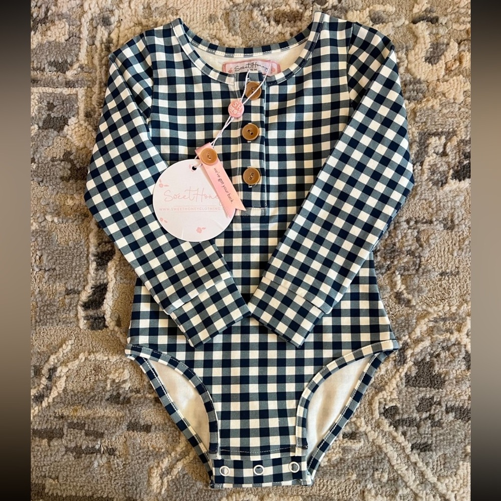 SweetHoney Long Sleeve Gingham Top